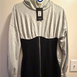 Fashion Nova Gray and Black Midi Dress